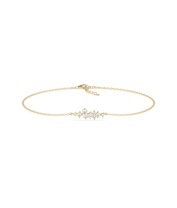 14K solid yellow gold cluster cable chain bracelet jewelry