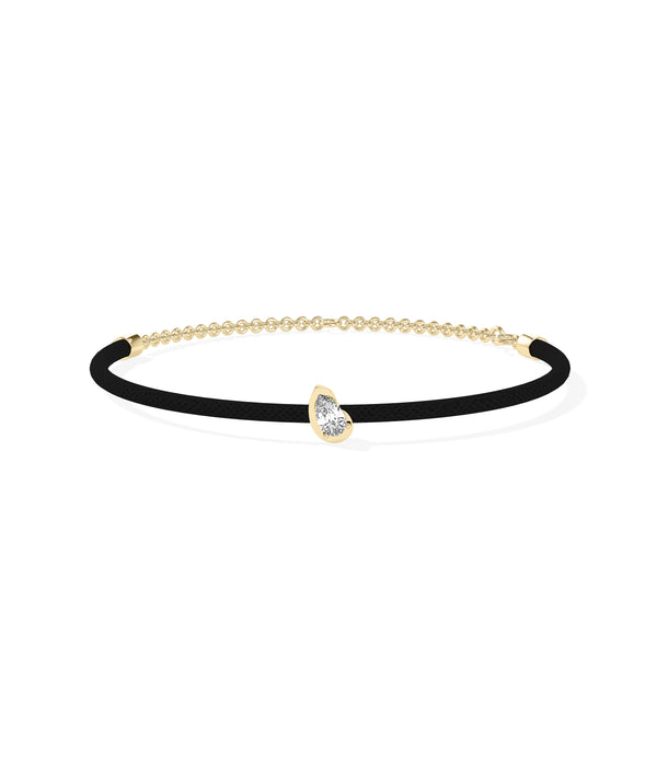 Pear lab diamond cord bracelet in yellow gold dainty style