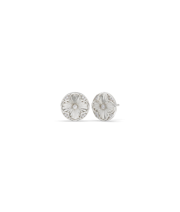 Fluted Clover Diamond Stud Earrings media alternate view
