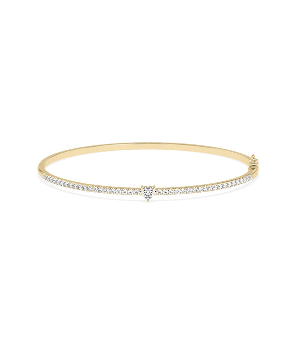 Straight Line Diamond Bangle with Solitaire media