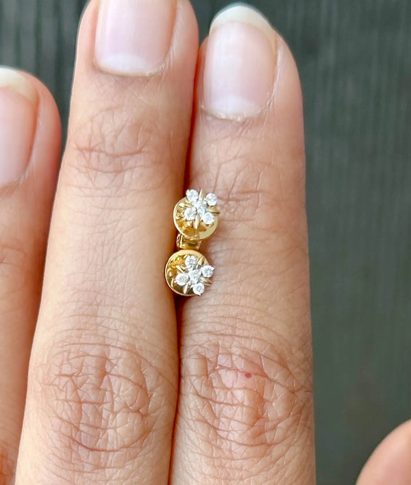 Diamond Flower Stud Earrings alternate view