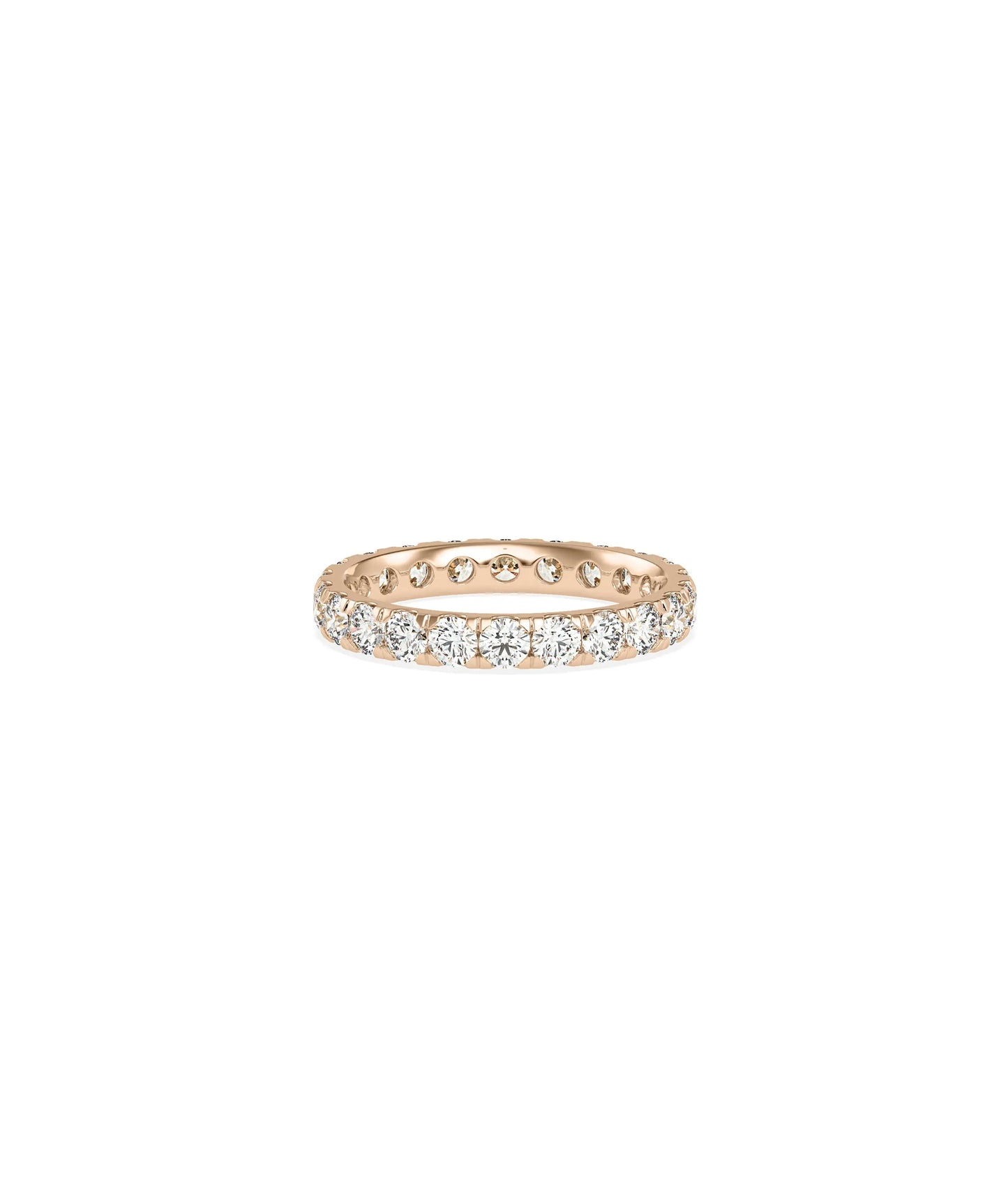 Rose gold Diamond Eternity Band Ring with 360-degree continuous diamond sparkle