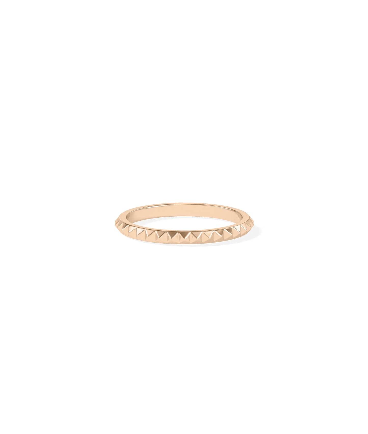 Rose gold pyramid ring featuring unique triangular texture and refined elegance
