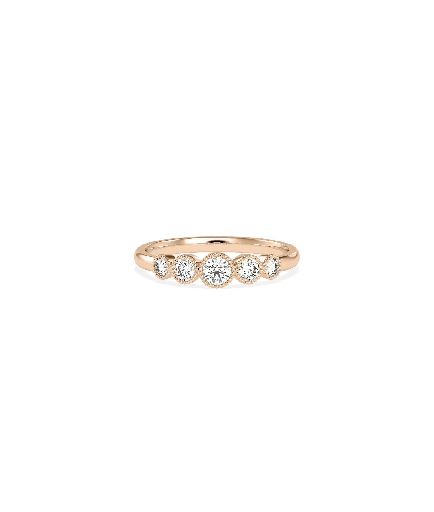 5 Stone Graduating Diamond Band Ring displayed at angle highlighting progressive diamond arrangement