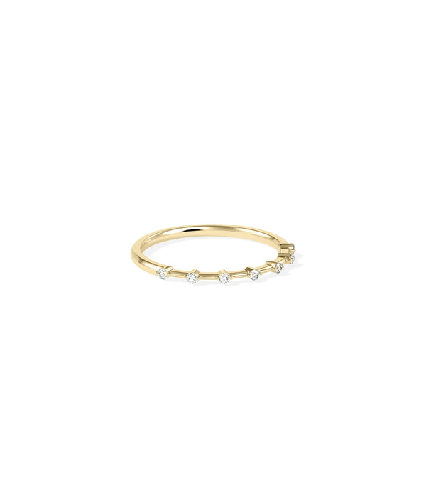 Close-up of station setting on 5 Stone Station Diamond Band Ring displaying individual diamond placement alternate view