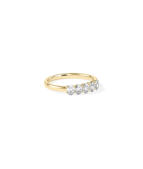 Side view 5 Stone Oval Diamond Band Ring showing 4mm length and oval arrangement alternate view