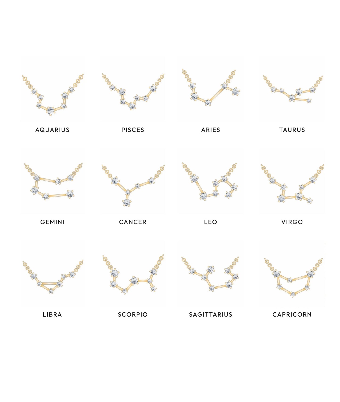Diamond Zodiac Constellation worn necklace display