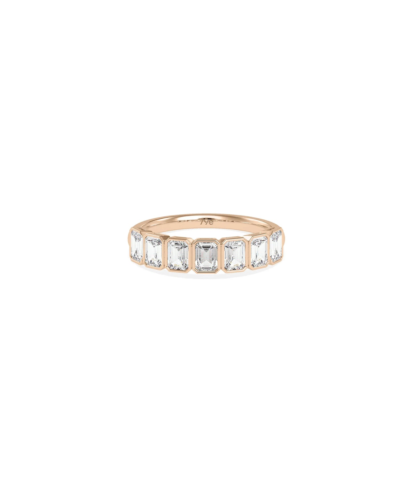 Rose gold Emerald Cut Half Band Ring with Art Deco inspired substantial arrangement
