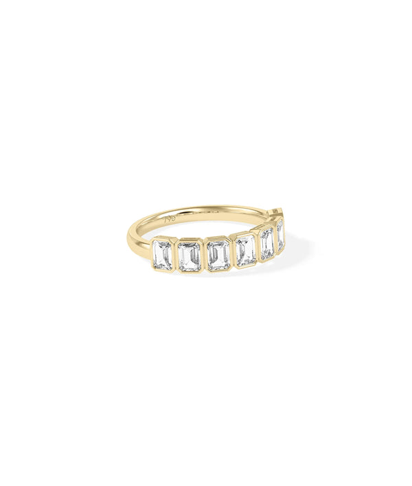 Side view Emerald Cut Half Band Ring showing impressive 4.9mm length and bold design alternate view