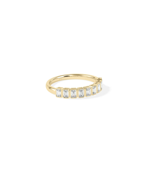 Side view Emerald Cut Half Band Ring showing 3.8mm length and half-band design alternate view