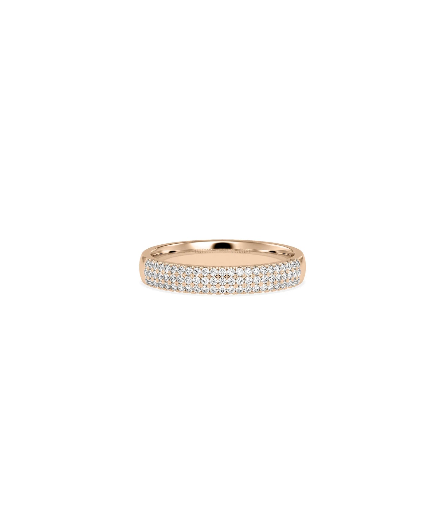 3 Row Diamond Pave Band Ring - 79e | Everyday 14K Gold Jewelry