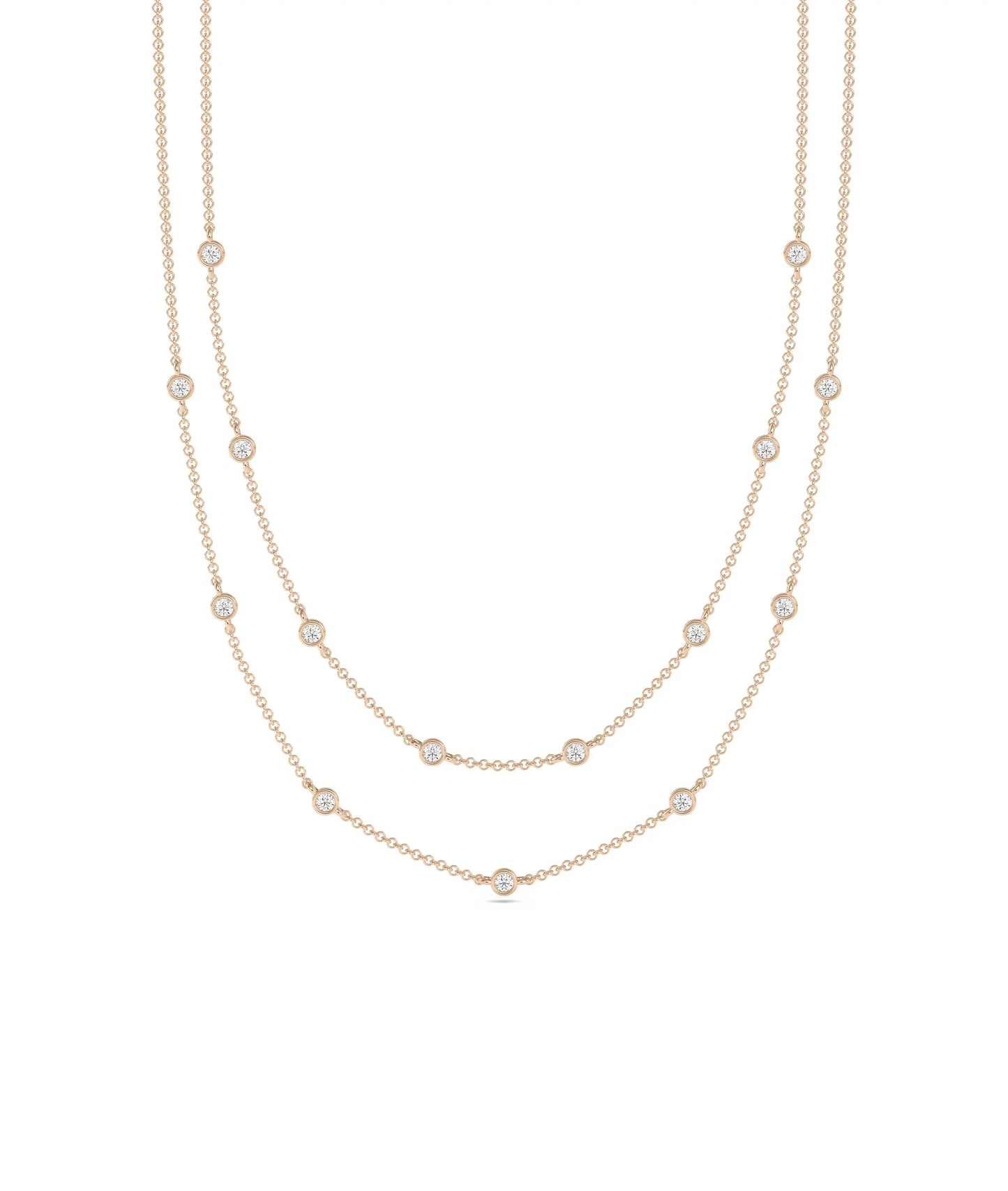 Rose gold Layered Diamond Bezel Station featuring dimensional sparkle