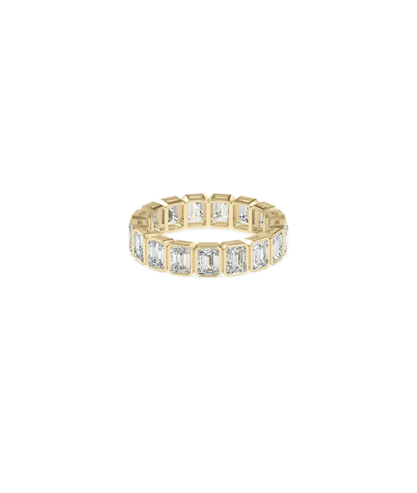 Emerald Cut Eternity Band Ring in yellow gold with continuous emerald-cut diamonds