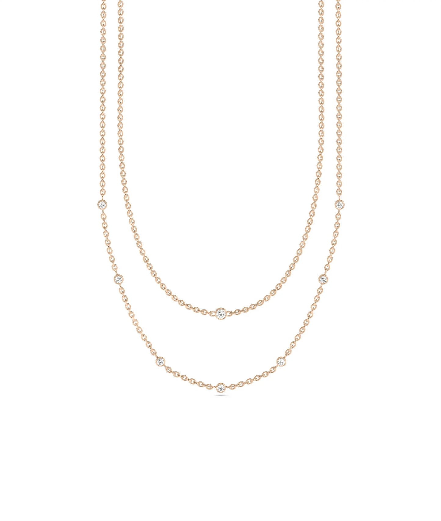 Rose gold Layered Diamond Bezel Station featuring dimensional sparkle