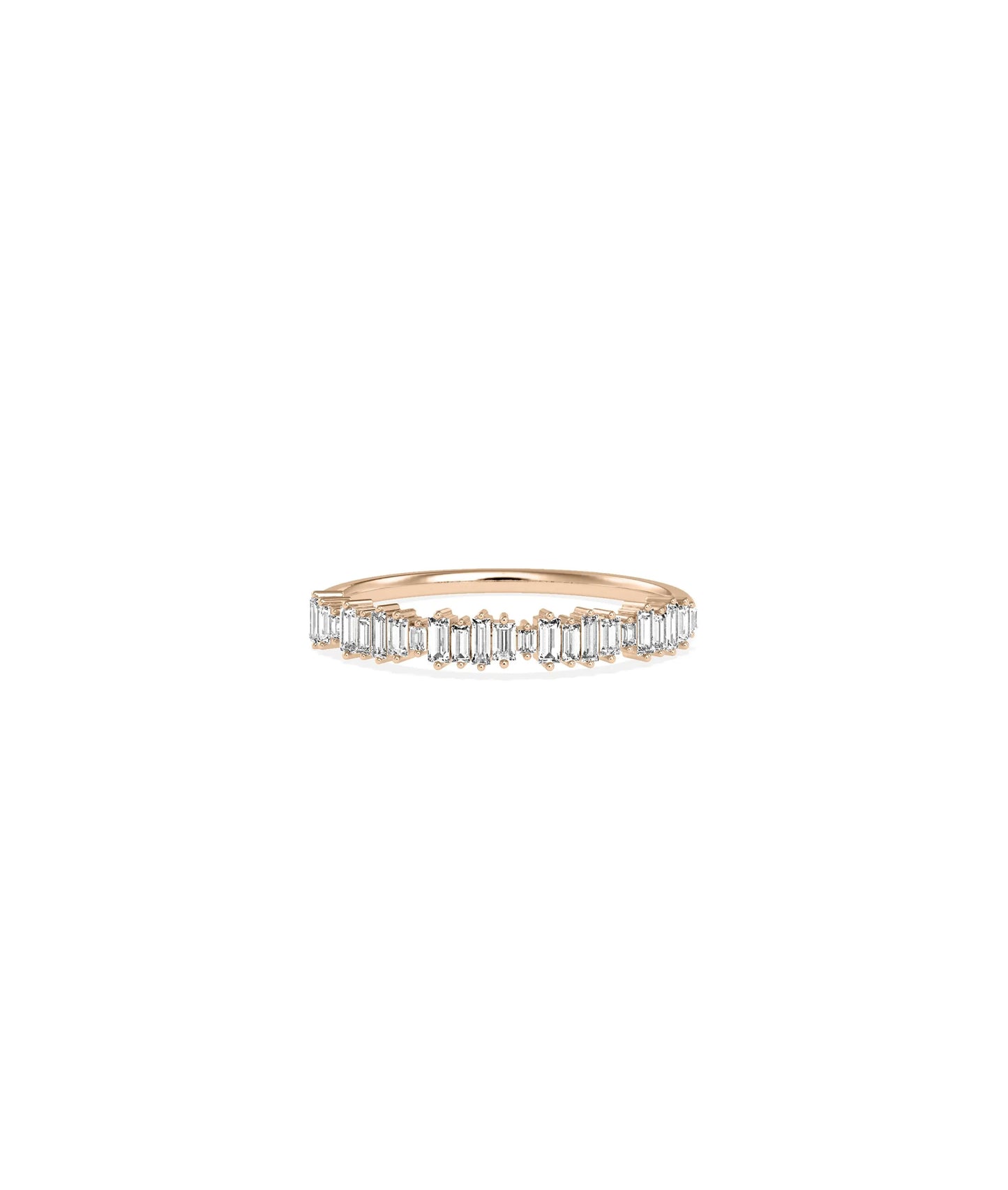 Diamond Baguette Line Band Ring rose gold with architectural diamond arrangement