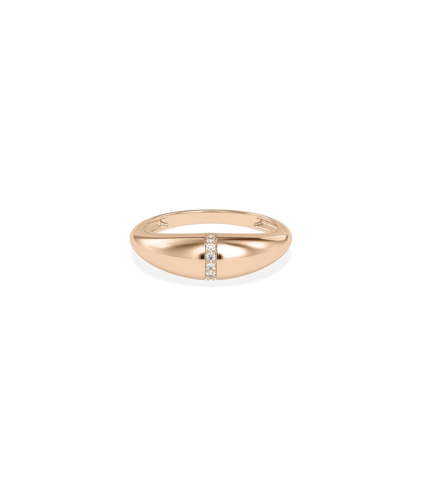 Diamond Line Dome Band Ring rose gold featuring sparkling center line