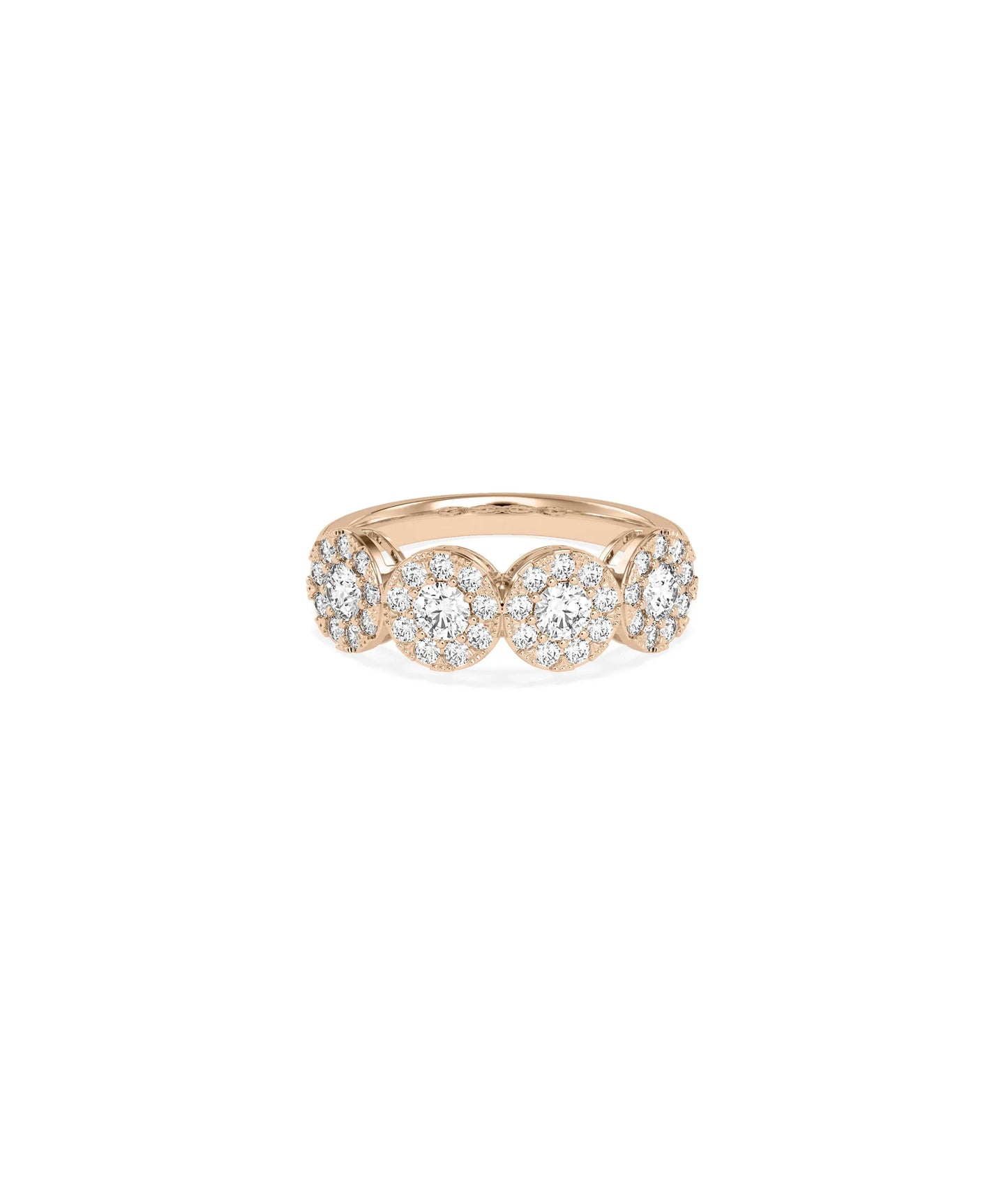 Diamond Cluster Round Band Ring rose gold with brilliant cluster sparkle