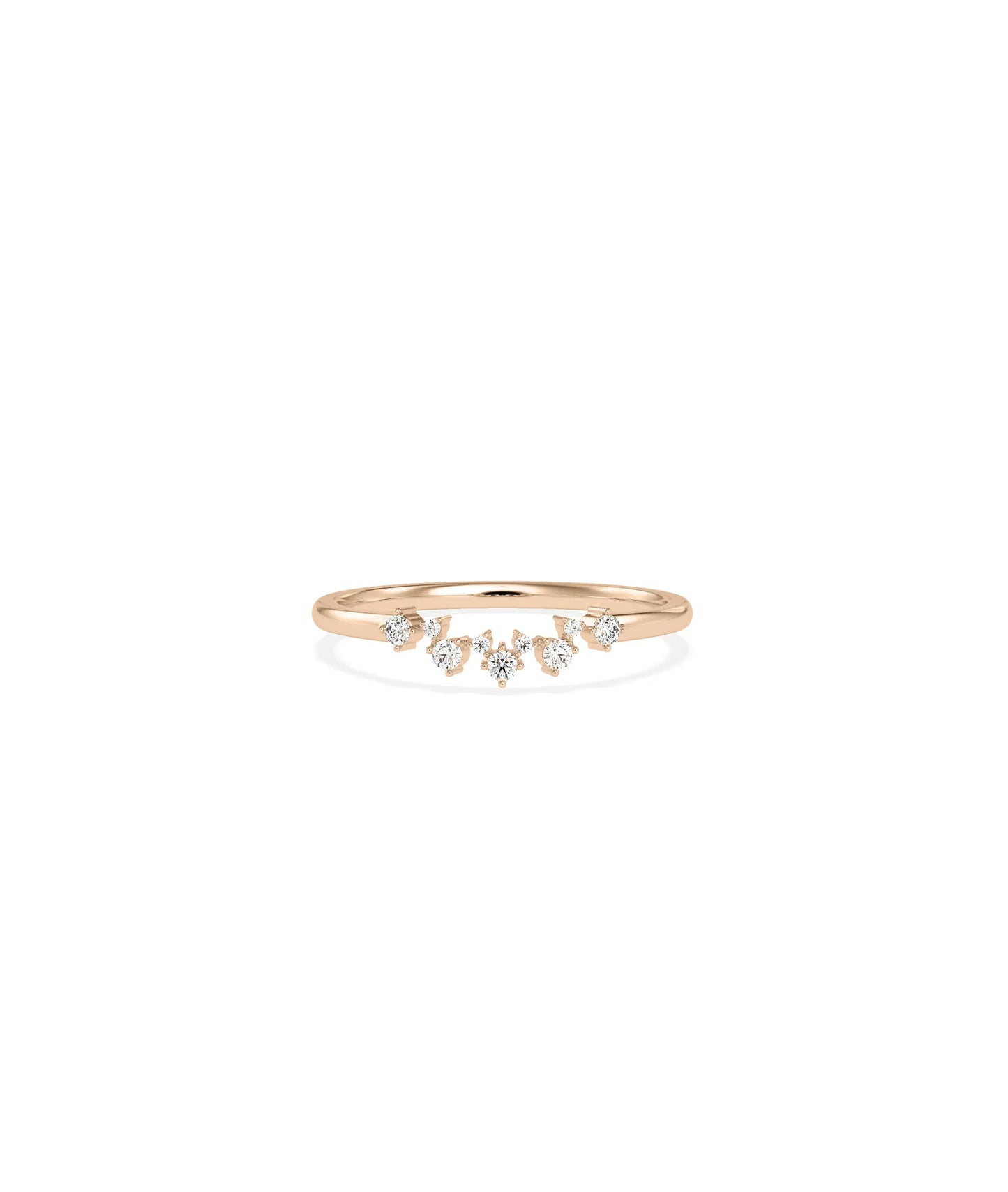 Curved Diamond Band Ring rose gold featuring elegant contoured shape