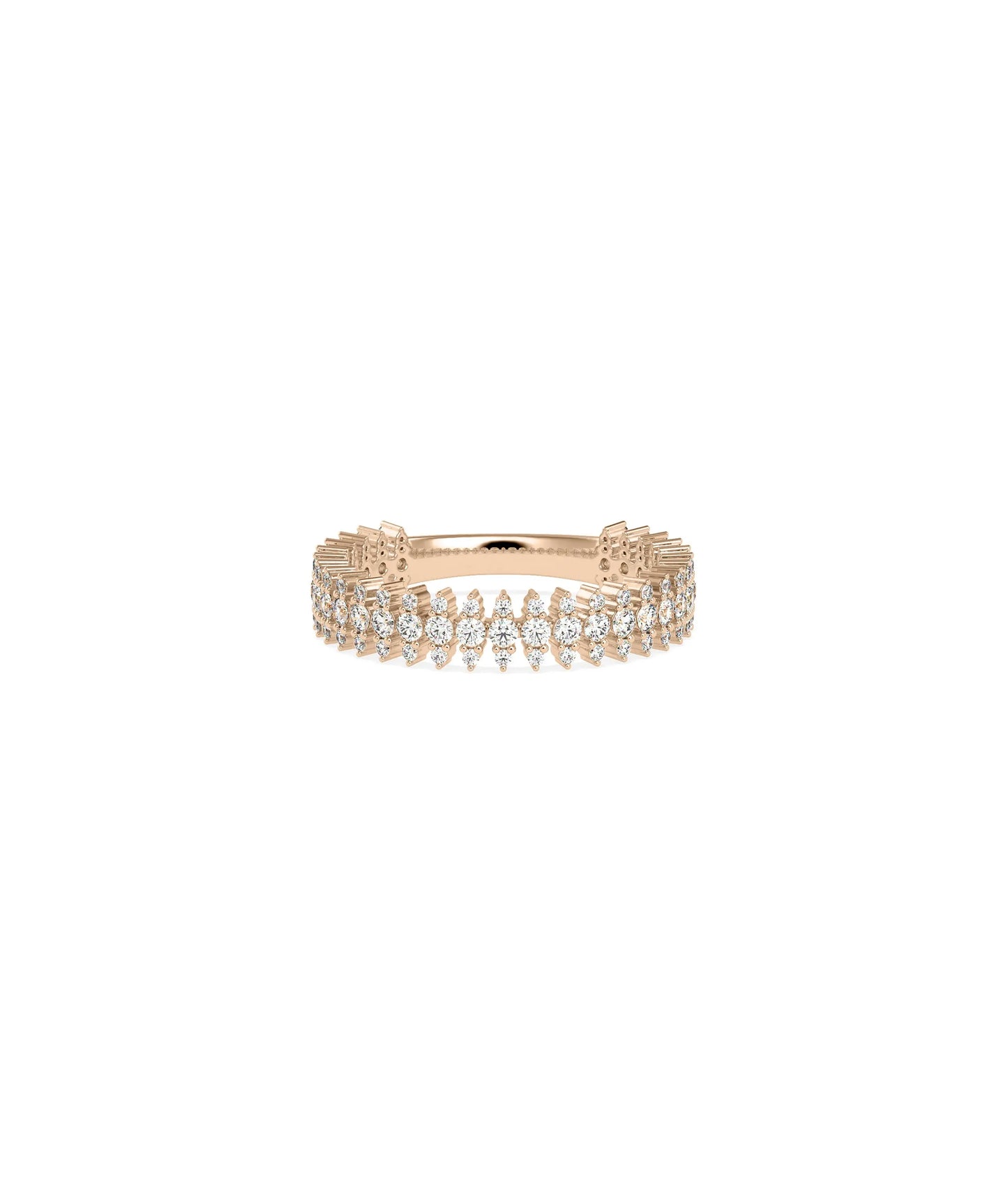 Diamond Cluster Band Ring rose gold with sparkling diamond setting