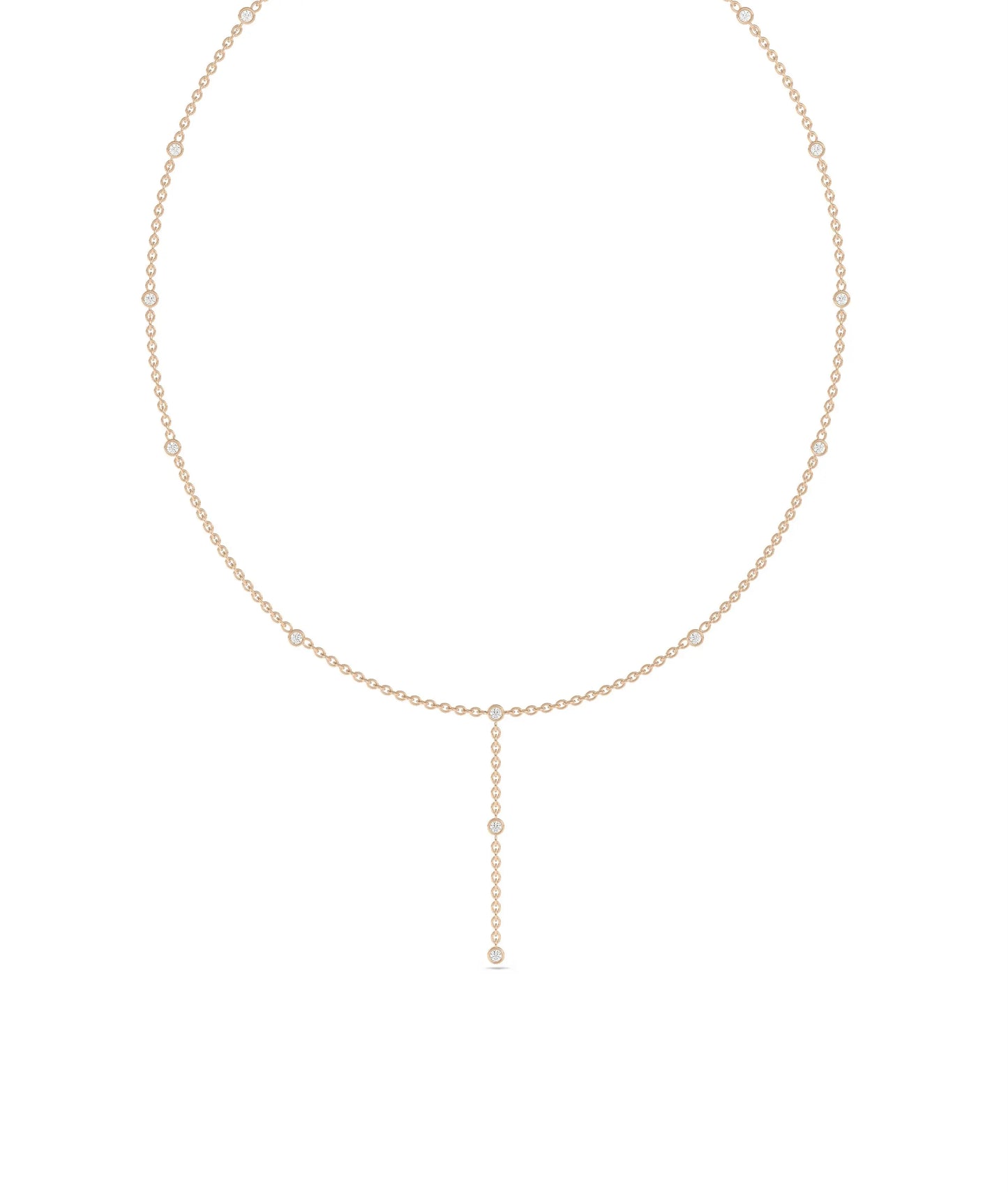 Diamond Station Necklace - 79e | Everyday 14K Gold Jewelry