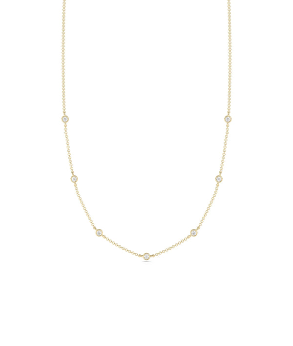 Diamond Station Necklace - 79e | Everyday 14K Gold Jewelry