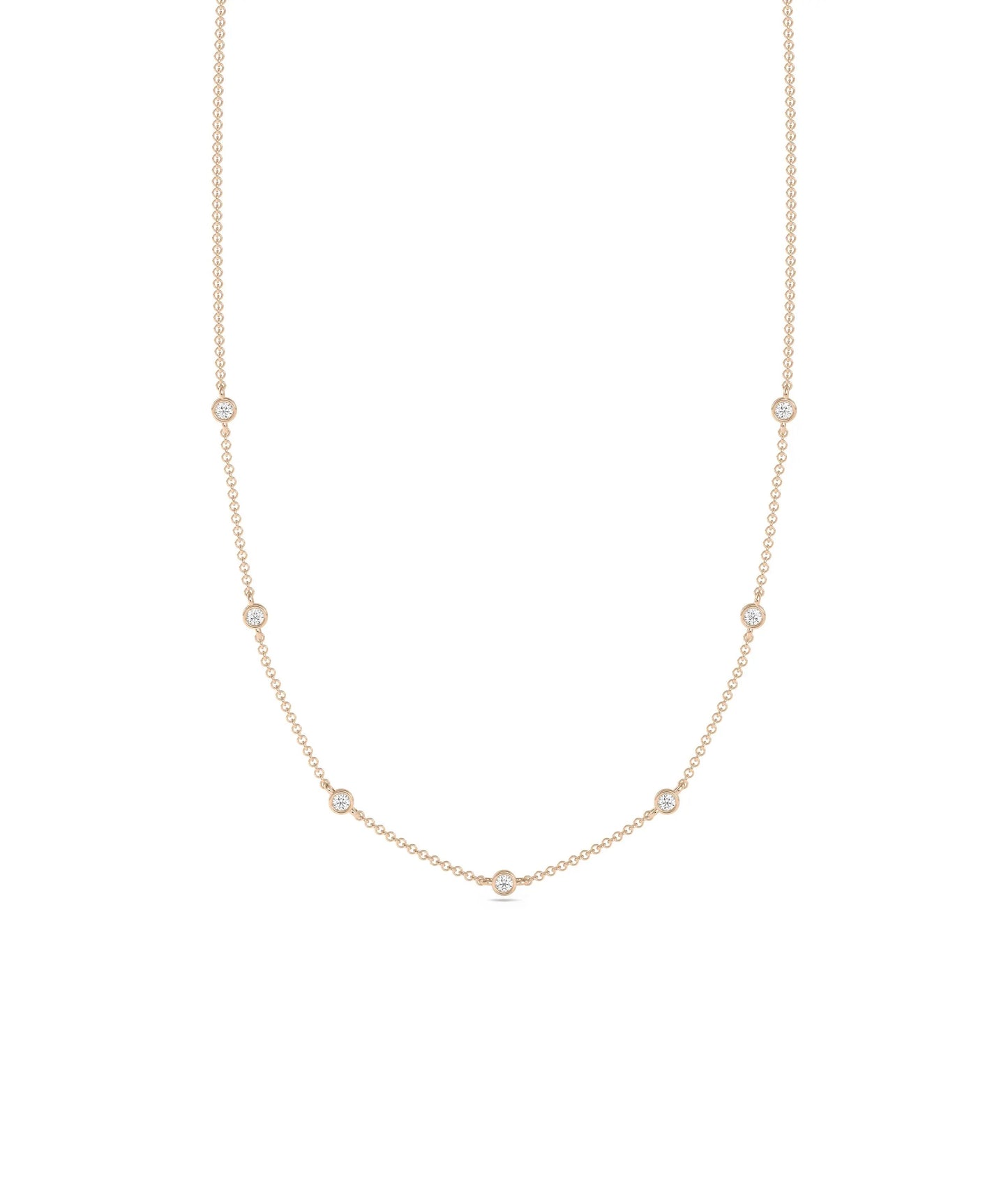 Diamond Station Necklace - 79e | Everyday 14K Gold Jewelry