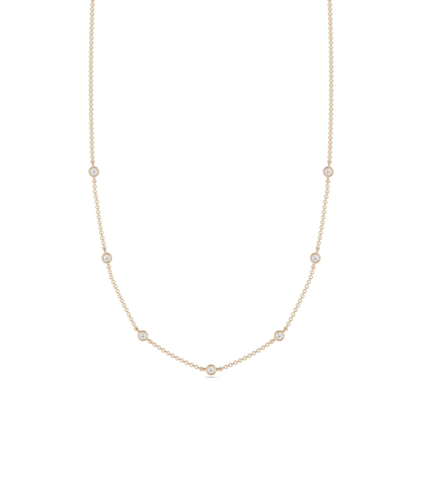 Diamond Station Necklace - 79e | Everyday 14K Gold Jewelry