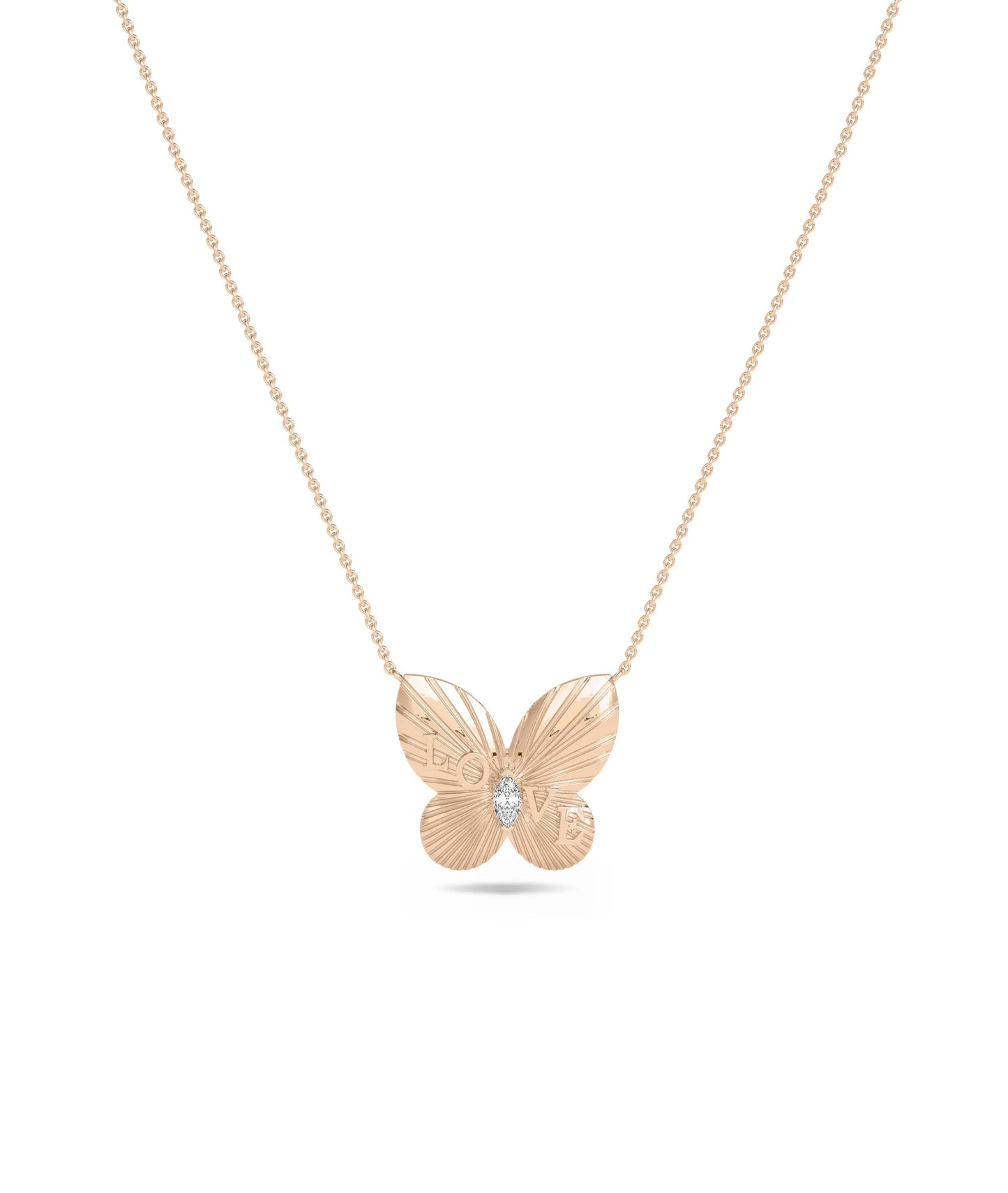 Rose gold Mantra Butterfly Diamond Solitaire featuring sparkle