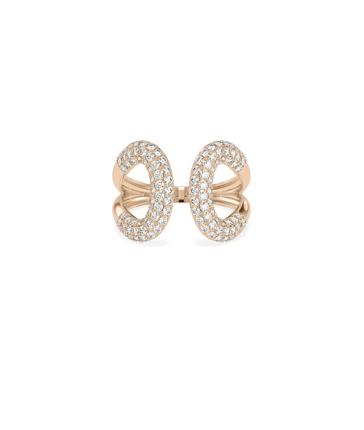 Rose gold Diamond Pave Split Shank Ring with bold pave-covered split band