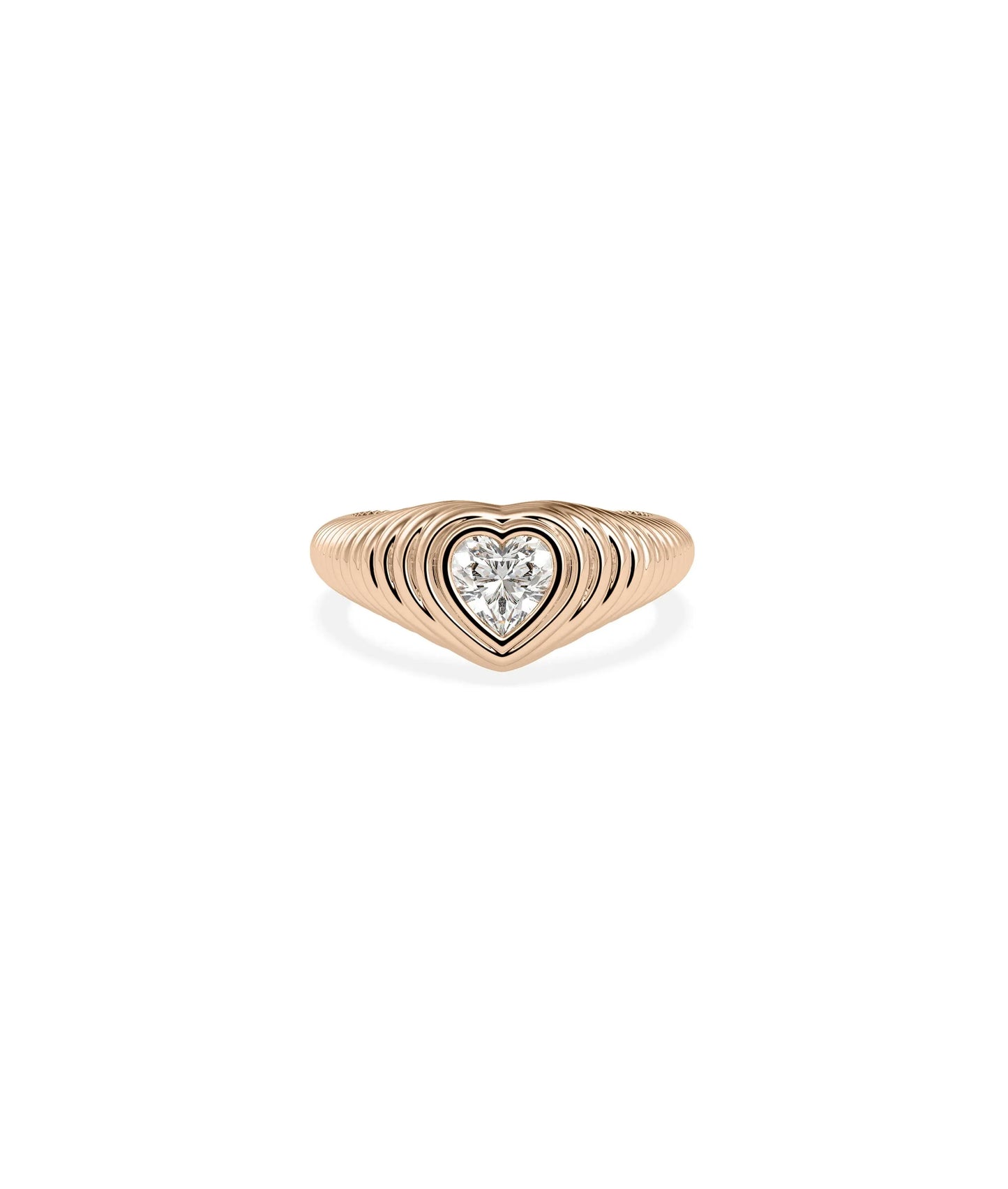 Rose gold Diamond Solitaire Fluted Step Ring with bold architectural solitaire design