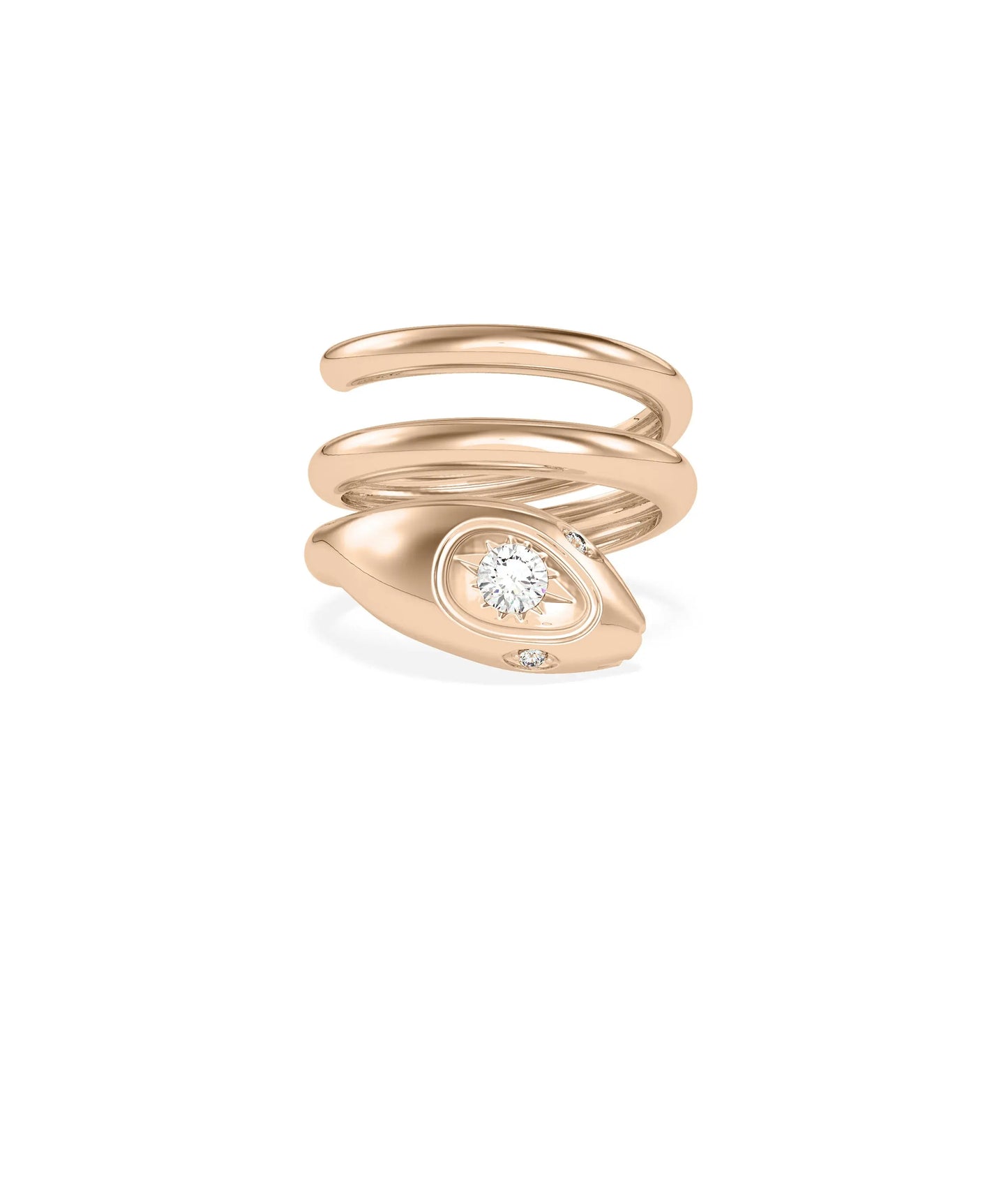 Rose gold Diamond Snake Swirl Ring with flowing snake swirl and sparkle