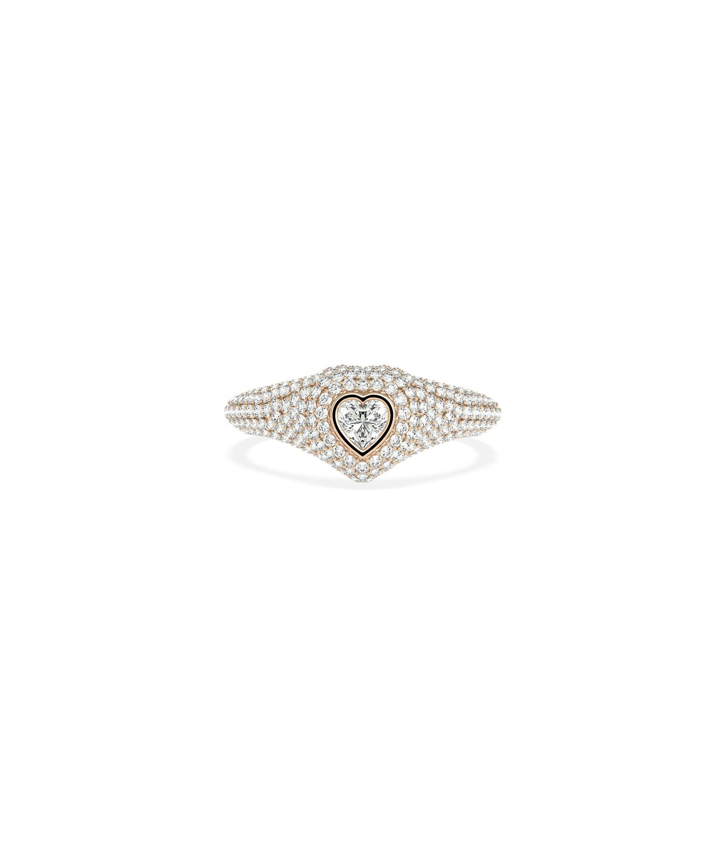 Rose gold Heart Shape Diamond Solitaire and Pave Ring with heart diamond and sparkle