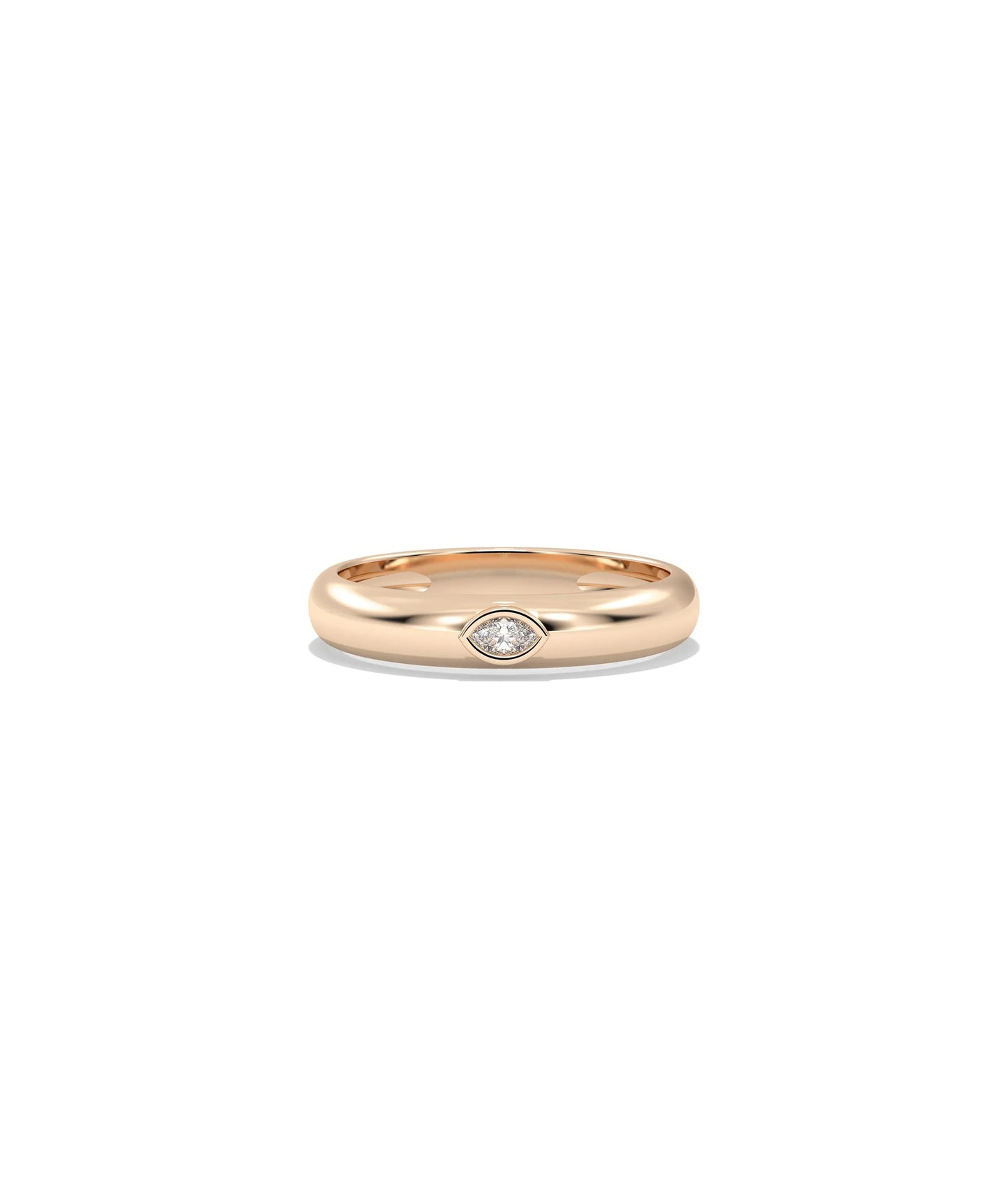 Rose gold Diamond Solitaire Band Ring with classic diamond and contemporary wide band