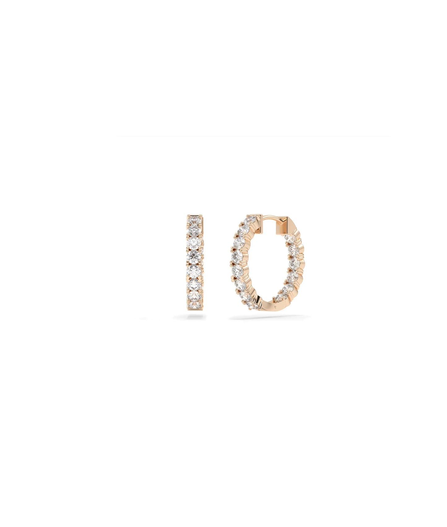 Single Line Diamond Hoop Earring - 79e | Everyday 14K Gold Jewelry
