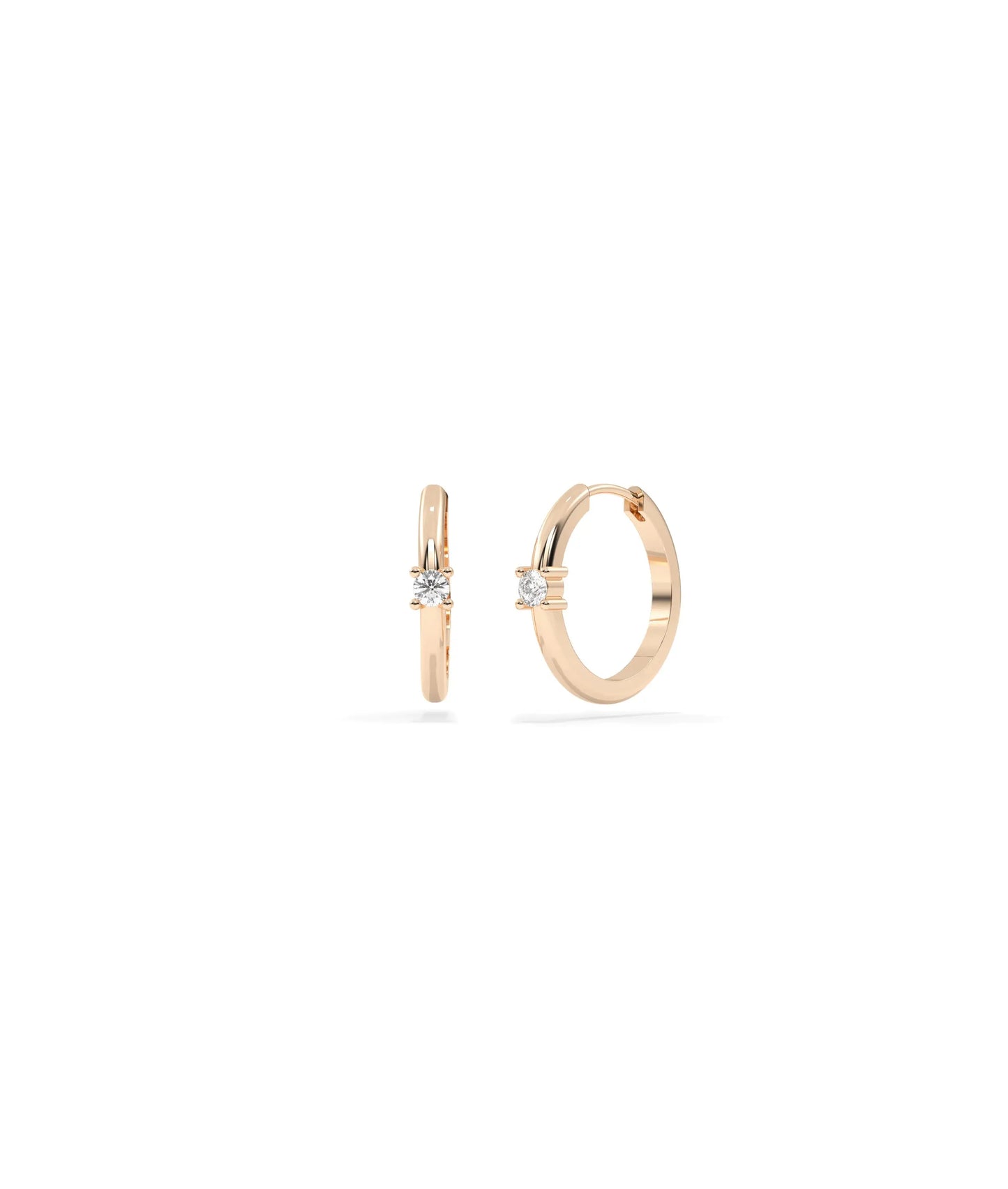 Diamond Solitaire Hoop Earring - 79e | Everyday 14K Gold Jewelry