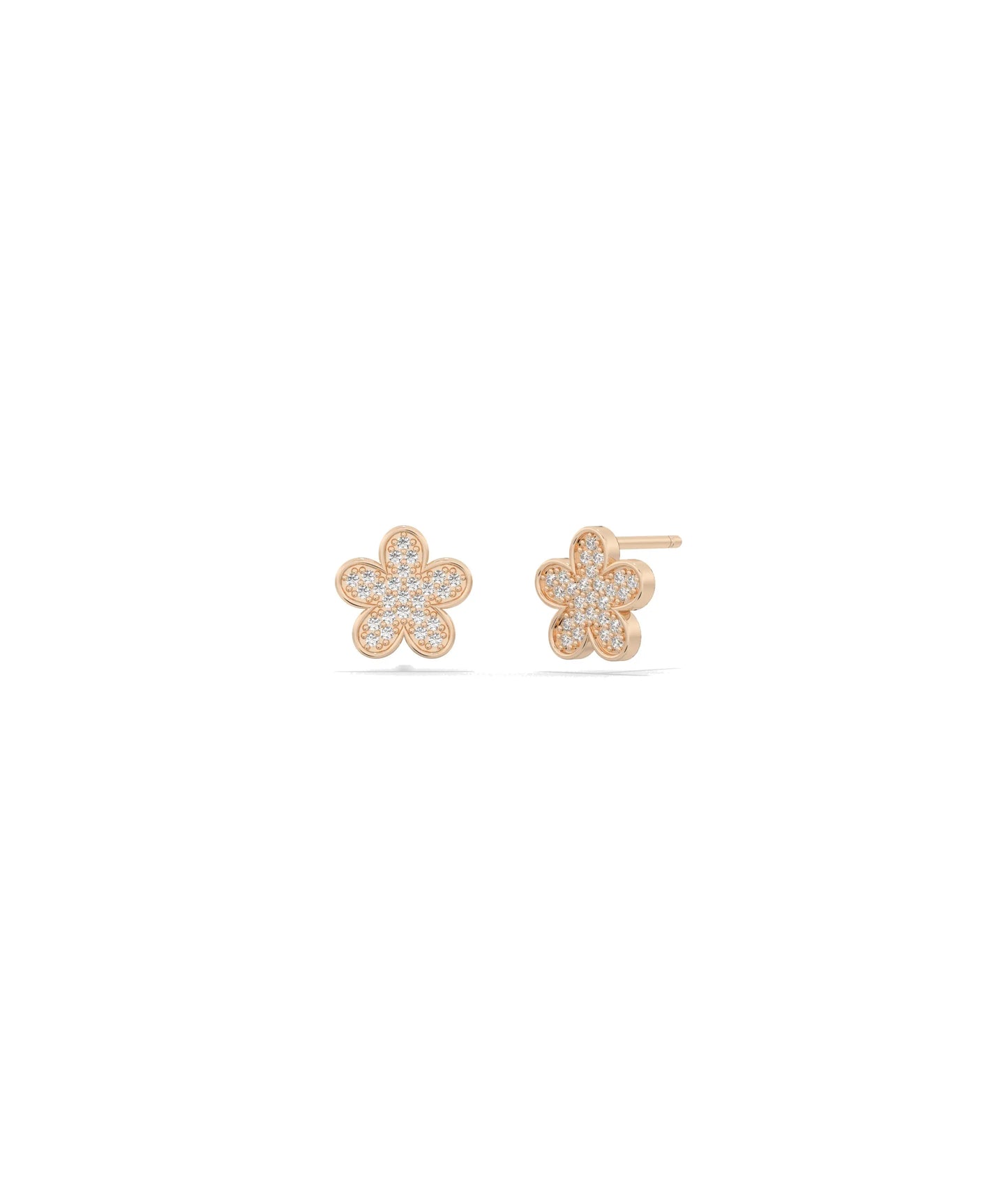 Diamond Pave Set Flower Earring - 79e | Everyday 14K Gold Jewelry