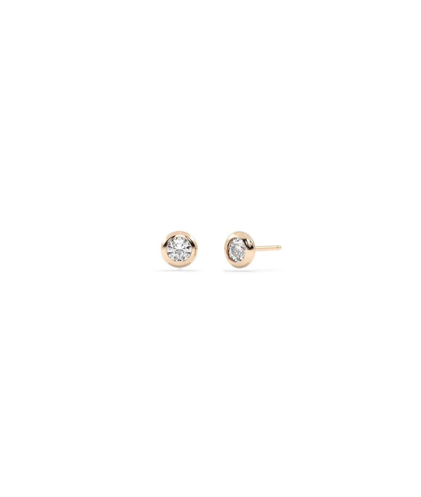 Diamond Bezel Solitaire Stud Earrings - 79e | Everyday 14K Gold Jewelry
