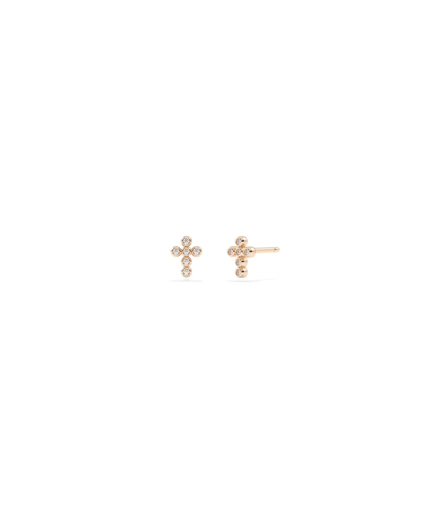 Diamond Cross Stud Earring - 79e | Everyday 14K Gold Jewelry