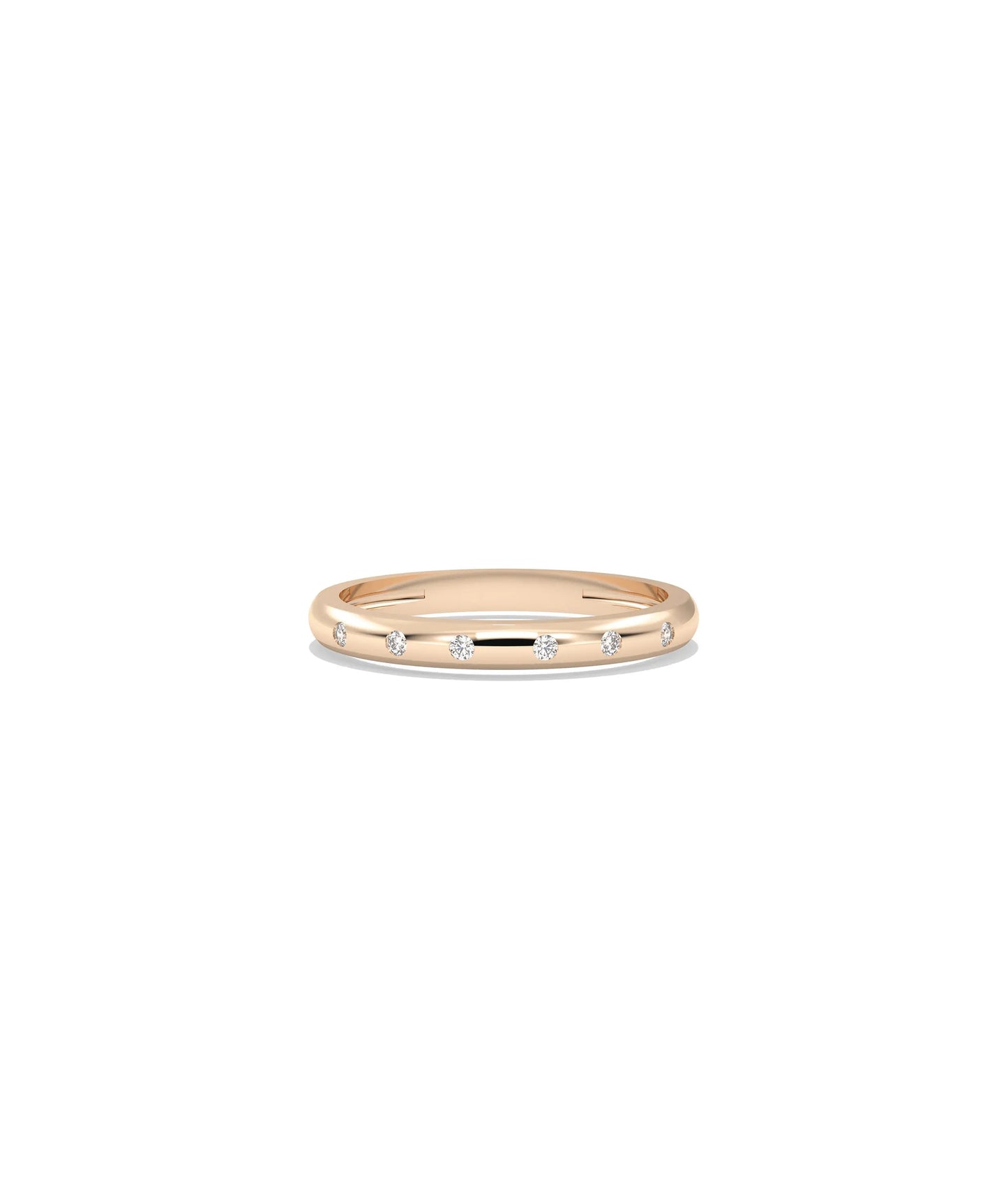 Rose gold Diamond Bezel Station Band Ring with modern bezel stations and sparkle