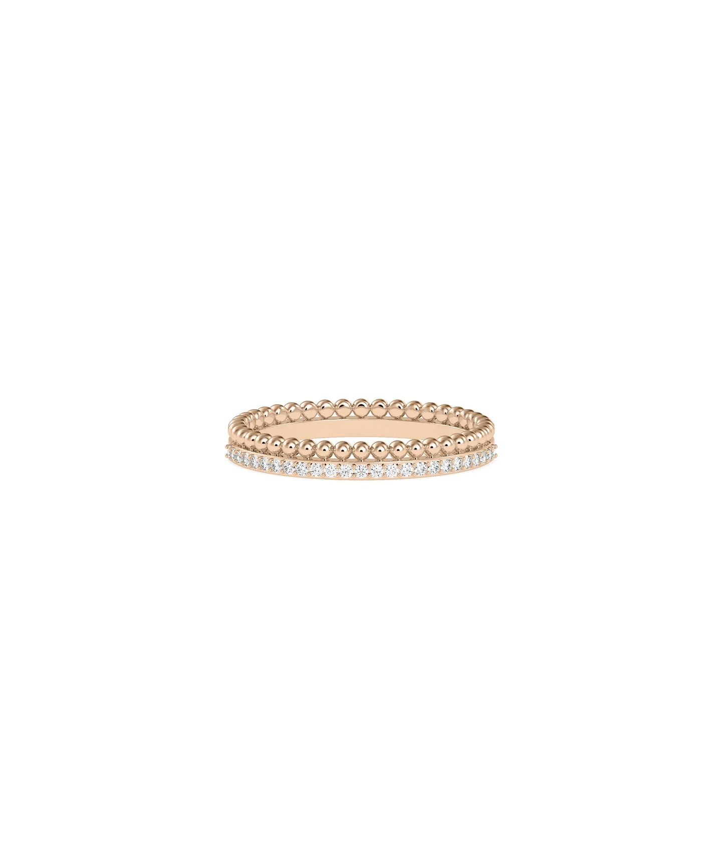 Rose gold 2 Row Diamond Band Ring with elegant dual-row diamond design