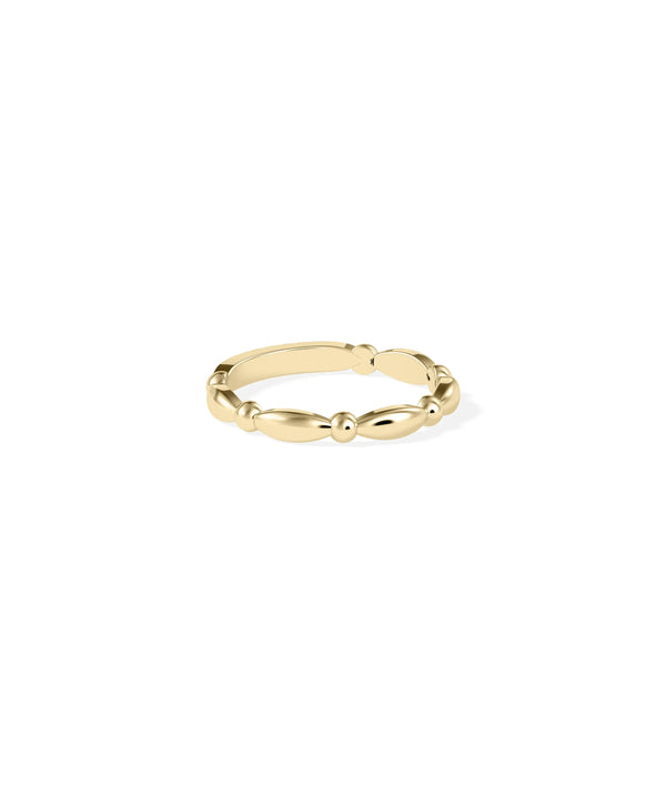 Side view Gold Alternating Band Ring showing delicate 2.7mm width and alternating detail alternate view