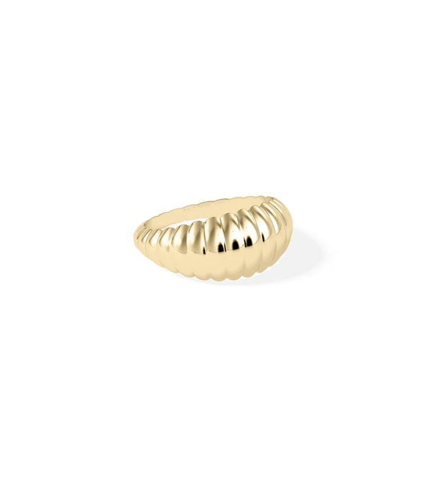 Side view Fluted Dome Band Ring showing substantial 10mm width and curved dome profile alternate view