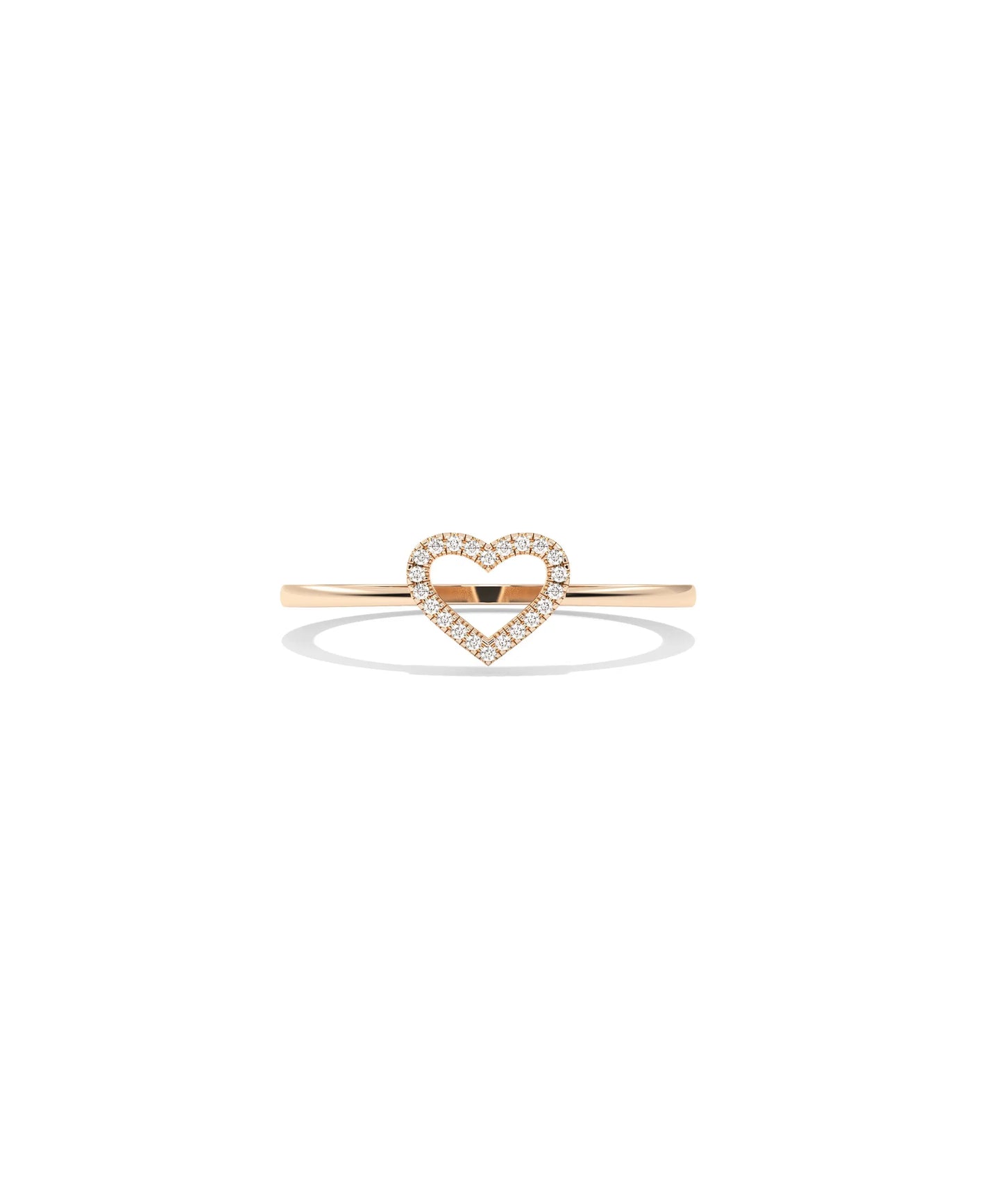 Rose gold Diamond Outline Heart Ring with romantic diamond-traced heart symbol