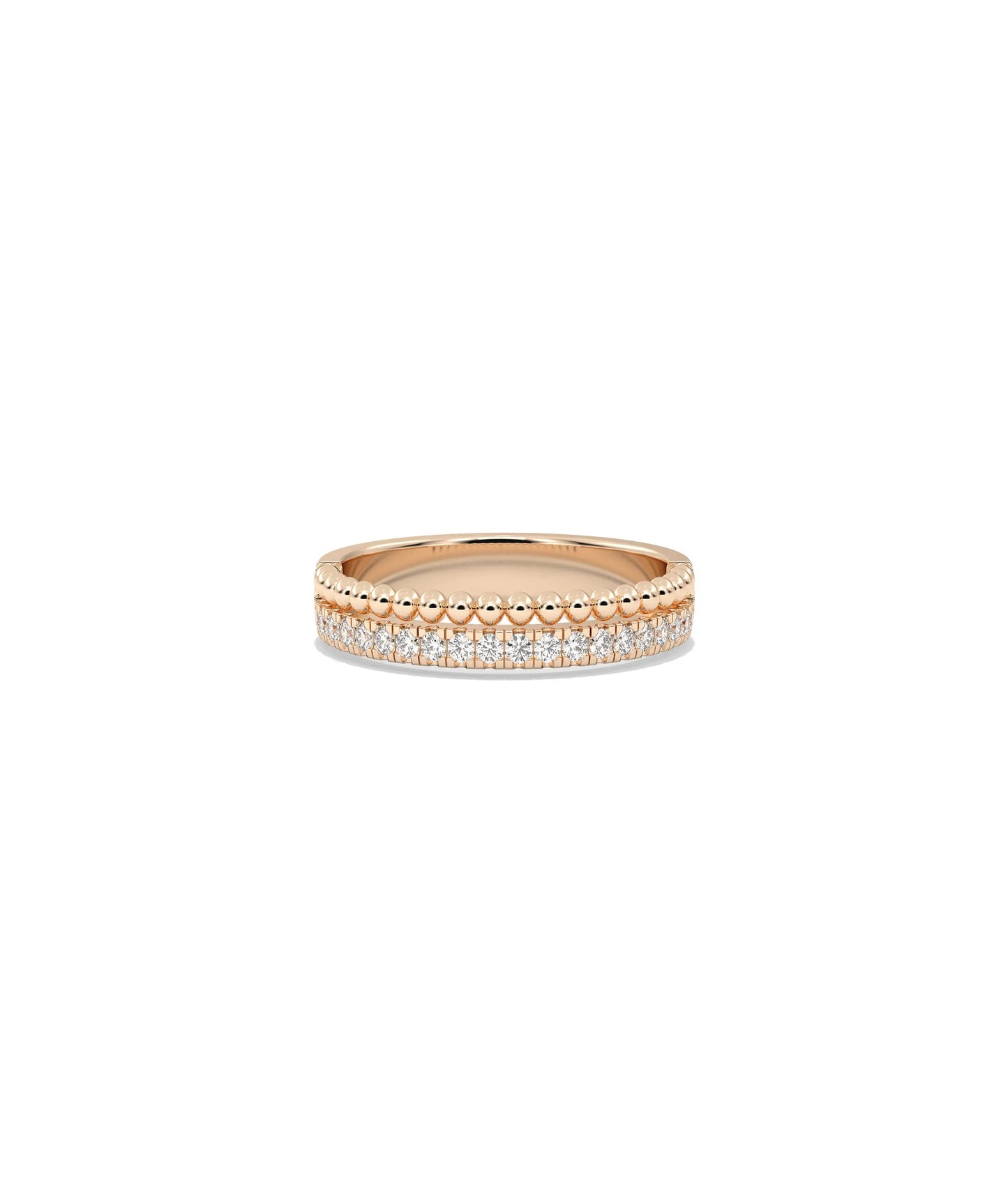 Rose gold 2 Row Diamond Band Ring with luxurious dual-row diamond design