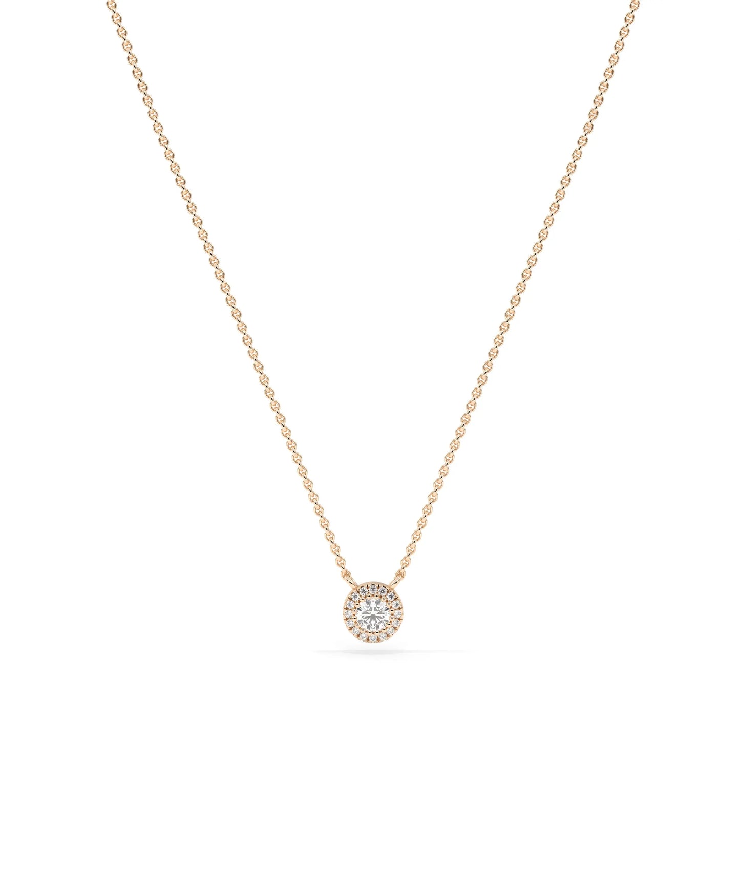 Solitaire Halo Necklace - 79e | Everyday 14K Gold Jewelry