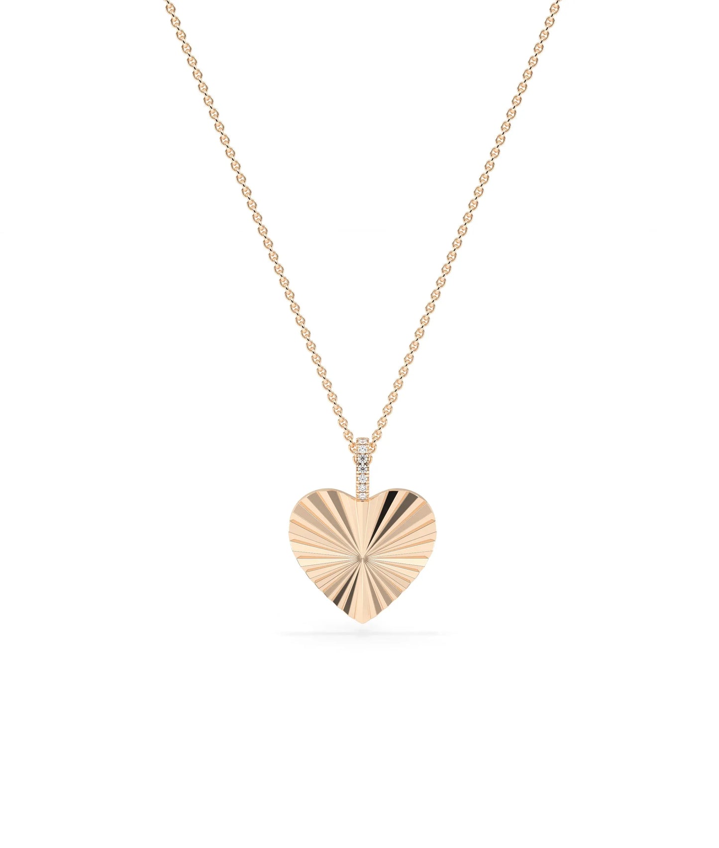 Fluted Heart with Diamond Bail in rose gold warm affectionate elegance