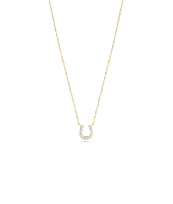 Diamond Horse Shoe yellow gold traditional lucky fortunate elegant