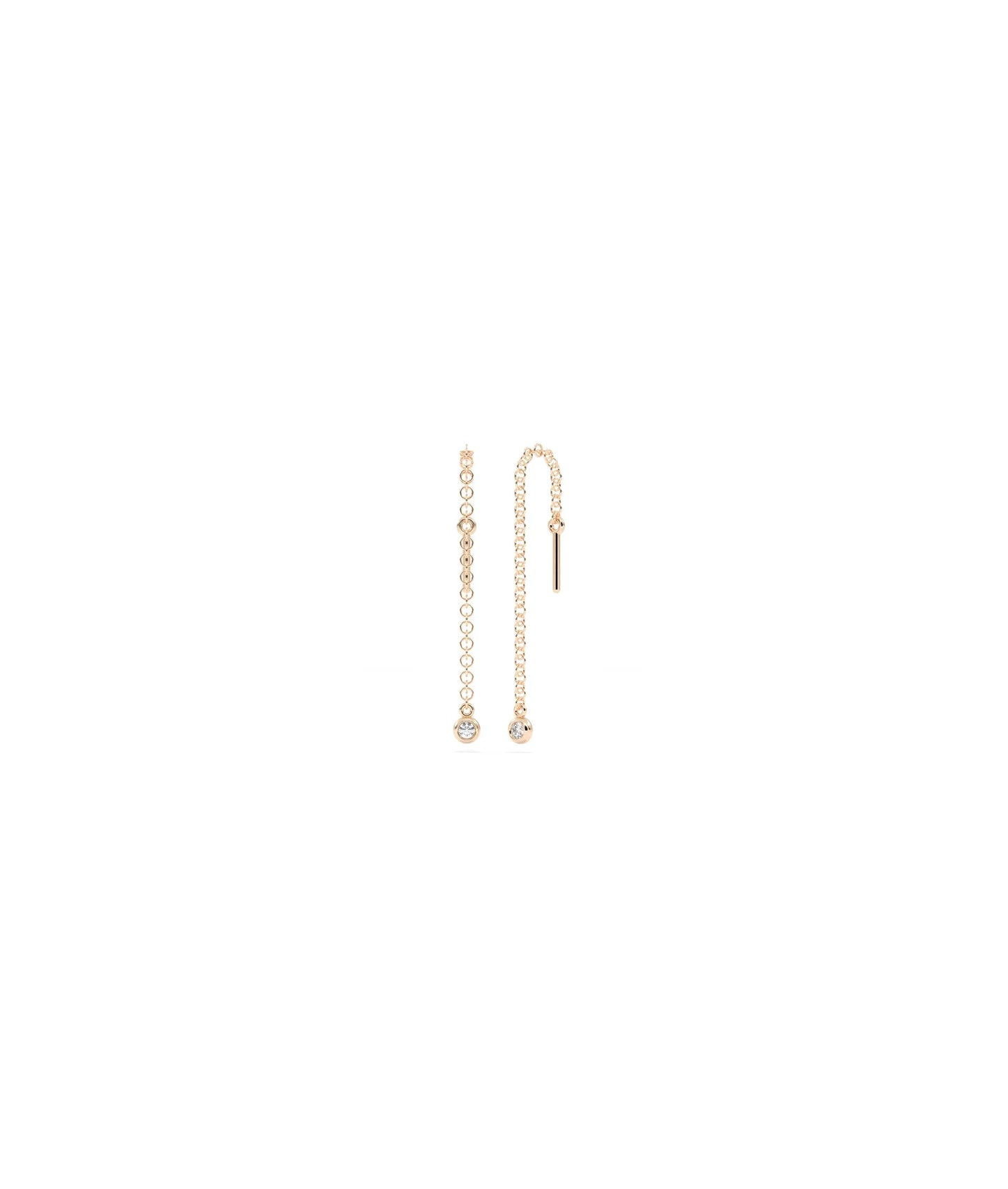 Diamond Solitaire Cable Chain Threader Earring - 79e | Everyday 14K Gold Jewelry