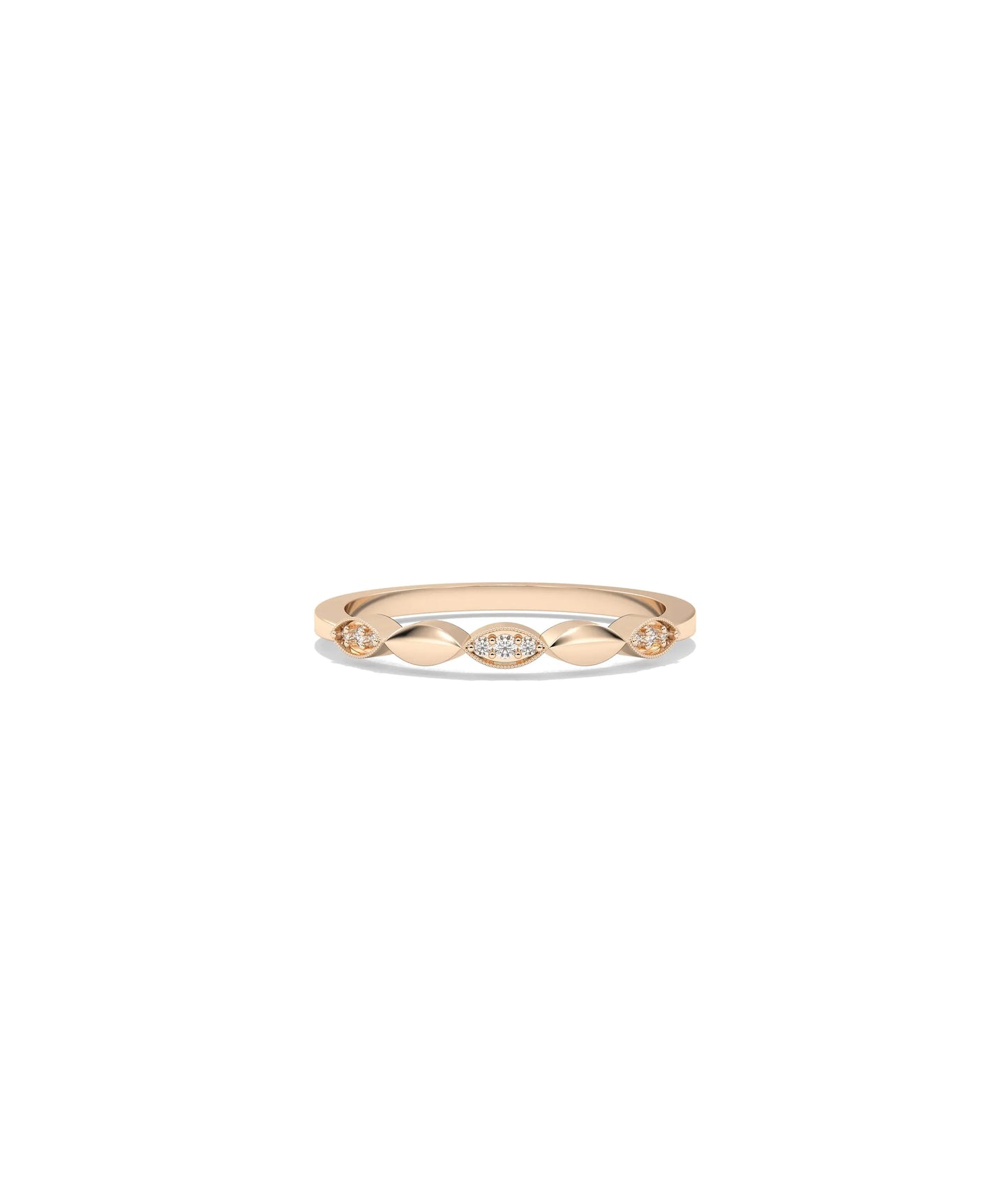 Rose gold Diamond Alternating Band Ring with sophisticated alternating diamond design