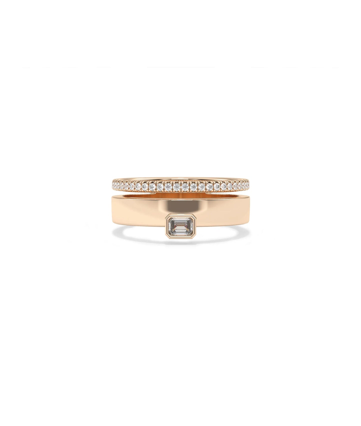 Rose gold Diamond Solitaire Ring with Diamond Line Band featuring maximum brilliance design